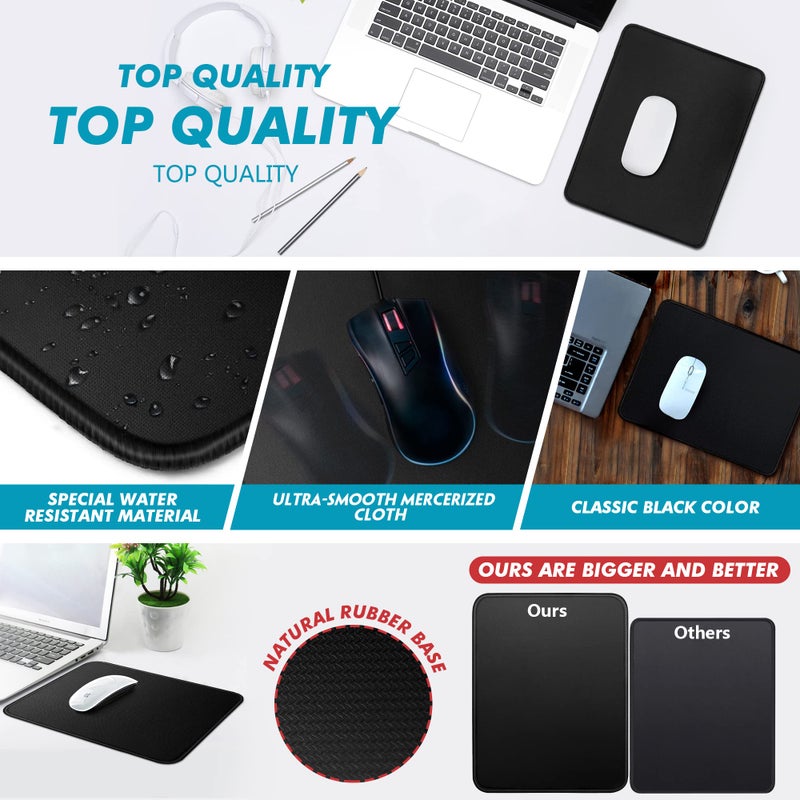TONOS Mouse Pad 3 Packs, Basic Black Mouse Pad for Desk 11 x 8 3/4 x 1/8 in with Urtra-Smooth Surface, Stitched Edges and Non-Slip Rubber Base. Computer Mouse Pads for Laptop & PC, Gaming & Working. - Image 5